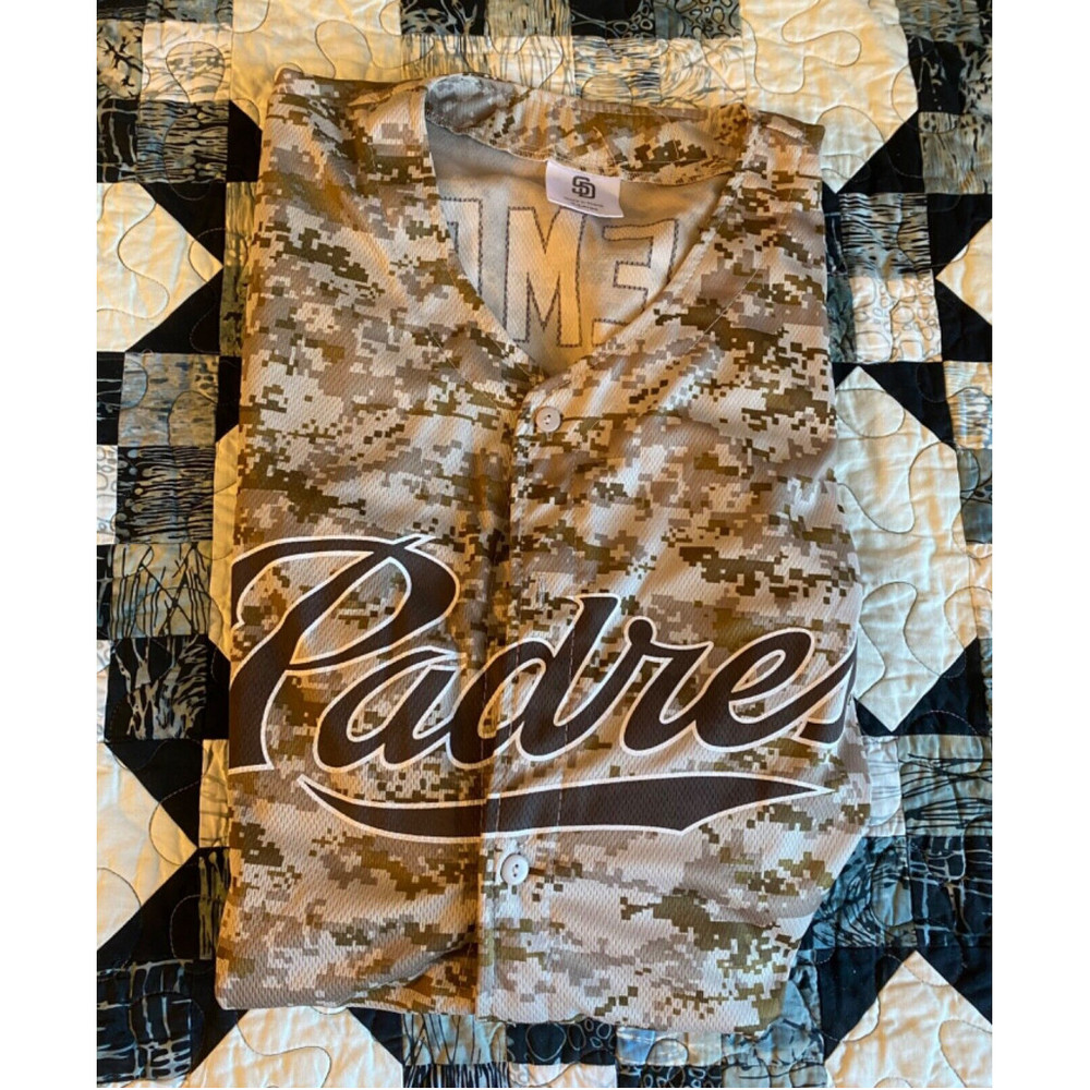 San Diego Padres Jersey Shirt Mens XL Short Sleeve #27 Kemp Camo Camouflage Used